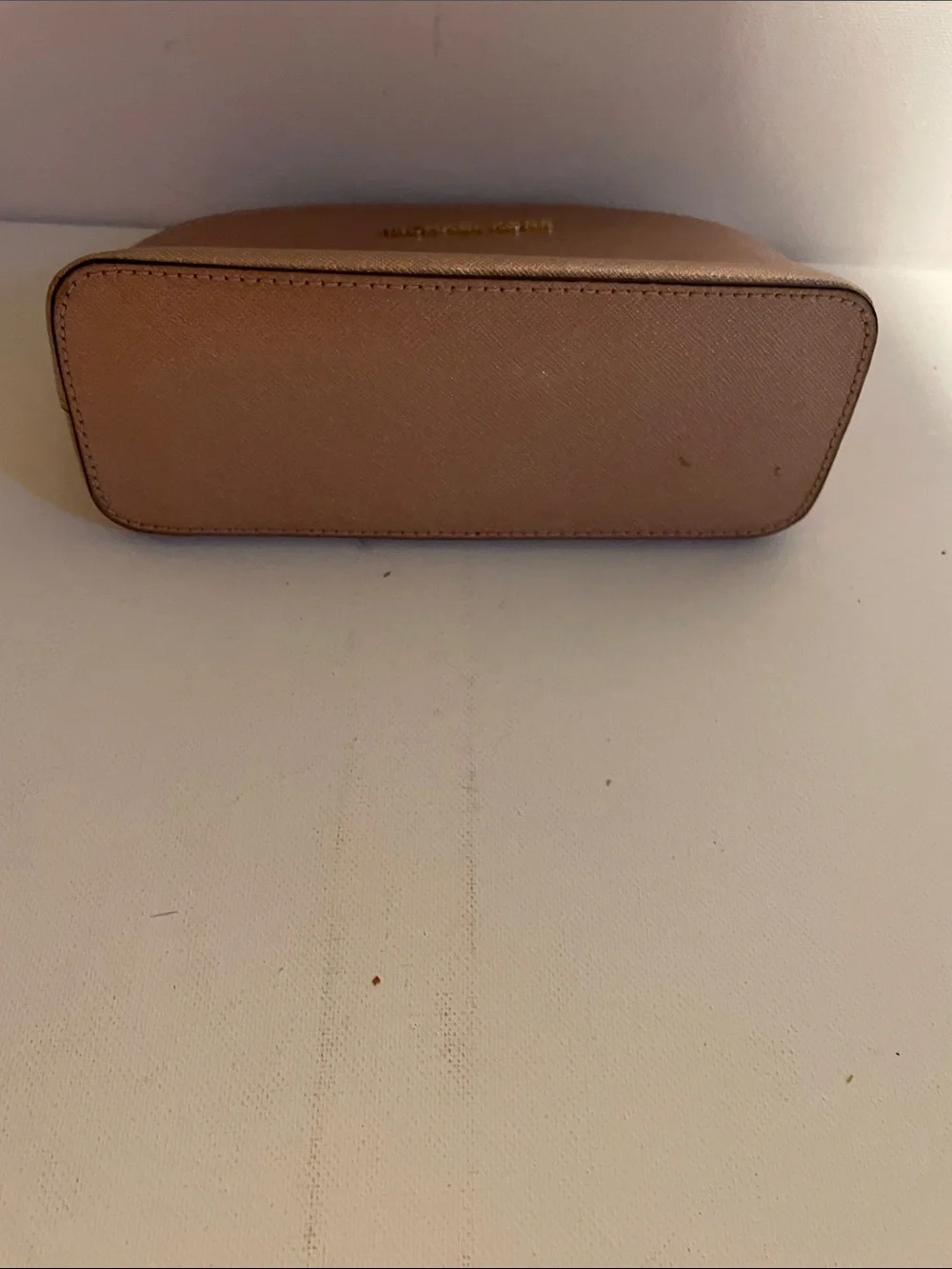 Michael Kors Blush Saffiano Leather Makeup Pouch with Gold Hardware